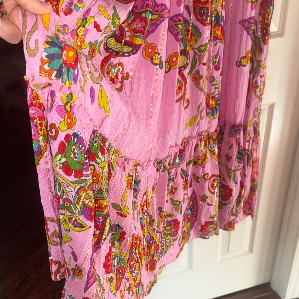 Pink Floral Maxi Dress with Puff Sleeves - Picture 8 of 10